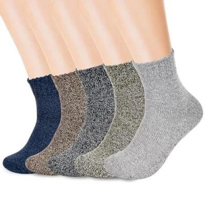 Image of ASAB 5 Pairs Merino Wool Socks for Men UK SIZE 6 12 Thermal Thick Warm Breathable Knitted Chunky Comfortable Fit Soft Winter Outdoors Hiking Walking Skiing Sports