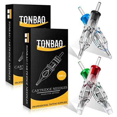 Image of TONBAO Cartridge 40pcs Disposable Mixed Sizes 3RL 5RL 7RL 9RL 3RS 5RS 7M1 9RM for Machine Pen Supplies, Kit……