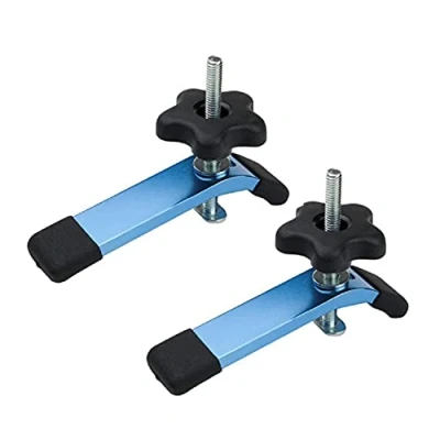 Image of POWERTEC 71168 T Track Hold Down Clamps, 5 1/2 L x 1 1/8 Width 2 Pack, Blue Black