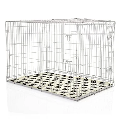 Image of COZY PET Dog Cage 48&quot; in Light Grey With Taylored Vet Bedding Metal Tray Folding Puppy Crate Cat Carrier Crate. DC48G + VB48C