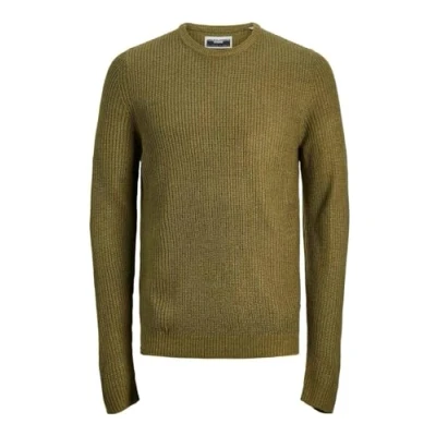 Image of Bestseller A/S Men&#039;s Jcotwist Striped Knit Crew Neck Jumper, Olive Night/Detail:Twisted W. Branch, L