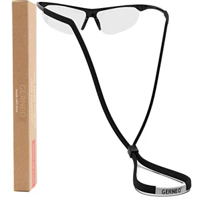 Image of GERNEO® Original Reliable Sports Glasses Strap Made of Fabric Waterproof &amp; Secure Grip for Glasses, Sunglasses Reading 1x Black