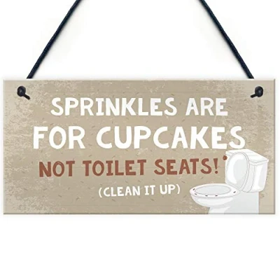 Image of RED OCEAN Beige Signs And Plaques For Bathroom/Toilet/Loo Novelty Home Decor Funny Bathroom Gifts