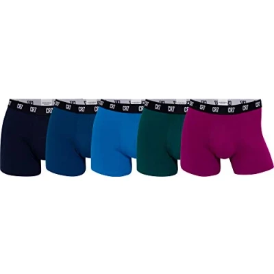 Image of CR7 CRISTIANO RONALDO Mens 5 Pack Cotton Trunk Boxer Briefs Blue/Green/Purple L