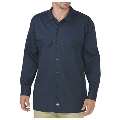 Image of Dickies Men&#039;s Long Sleeve Flex Twill Work Shirt, Dark Navy V1, XL