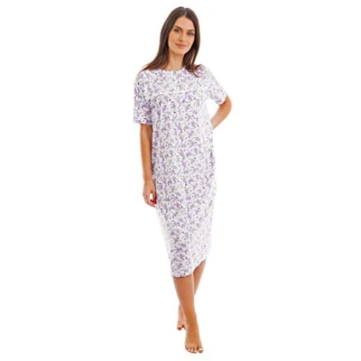 Image of i Smalls Ladies Short Sleeve Plain 100% Cotton Nightshirt Nightie (xxl) Purple