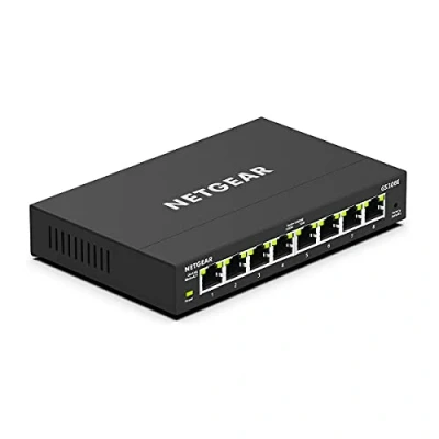 Image of NETGEAR 8 Port Gigabit Ethernet Plus Switch (GS308E) Desktop or Wall Mount, Home Network Hub, Office Splitter, Silent Operation