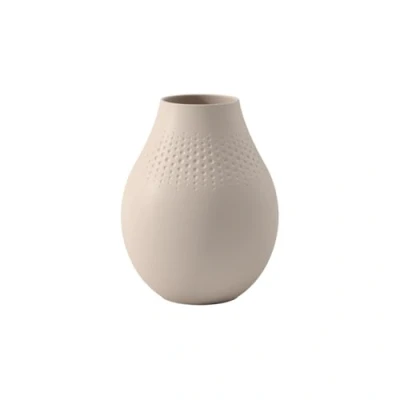 Image of Villeroy &amp; Boch Manufacture Collier Sand, Tall vase Perle, 20 cm, Premium Porcelain, Beige