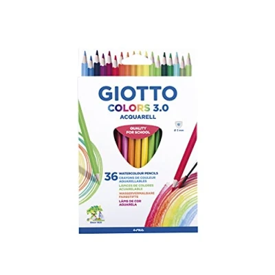 Image of GIOTTO Colors 3.0 Children&#039;s Triangular Shaped Watercolour Coloured Pencils school Pack with a 3mm Lead, 36 pcs in Assorted Colours, Ideal for primary age children