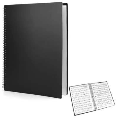 Image of QWORK® A4 60 Pages Modern Music File Folder, 30 Pockets Folders for Sheet Music, Musicians and Office Use