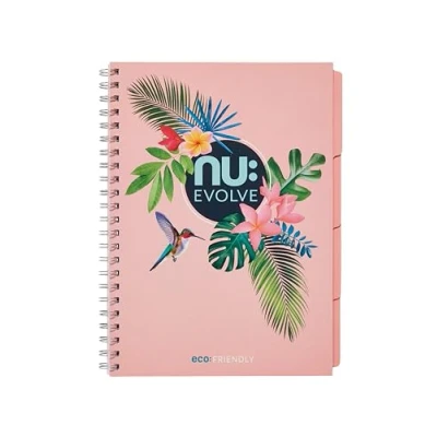 Image of nu: Notebooks Evolve Tropical Range Recycled A4 Projectbook Pink 120 Pages 80 GSM