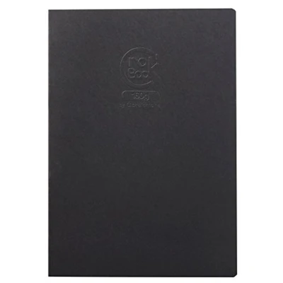 Image of Clairefontaine 60362C Crok&#039;Book Quilted Notebook 20 Sheets A4 White Drawing Paper 21x29.7 cm 160g Portrait Format Black Cover Pack of 10 Notebooks
