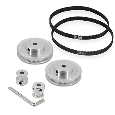 Image of Zeberoxyz 2PCS Set GT2 Synchronous Wheel 20&amp;80 Teeth 6.35mm Bore Aluminum Timing Pulley with Length 250mm Width 6mm Belt (20 80T 6.35B 6)