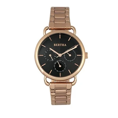 Image of Bertha Womens Gwen Bracelet Watch w/Day/Date Rose Gold Stainless Steel One Size