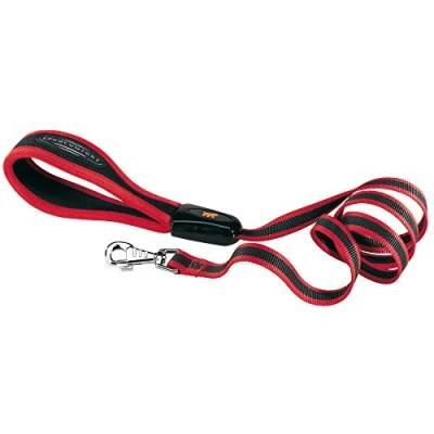 Image of Ferplast ERGOCOMFORT G Ergonomic Dog Lead Secure Grip with Soft Padding Anti Abrasion Extra Resistant Finished Seams Italian Design 120 x 2 cm, Red