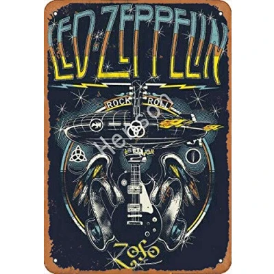 Image of Henson Led Zeppelin Rock Roll Traditional vintage Tin Sign Logo 12 * 8 Advertising Eye Catching Wall Decoration