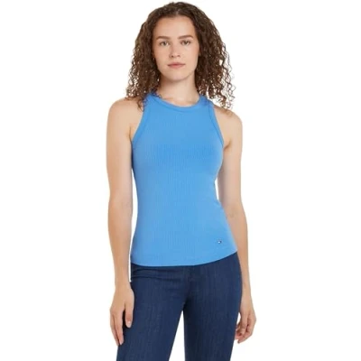 Image of Tommy Hilfiger Women Slim 5X2 Rib Tank Top Ns Other Knit Tops, Blue, XXL