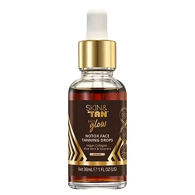 Image of Skinny Tan Face Notox Moisturising Tanning Drops Gradual Fake Serum with Vegan Collagen, Cruelty Free, Paraben Free &amp; Skincare Dark Self Tan, 30ml