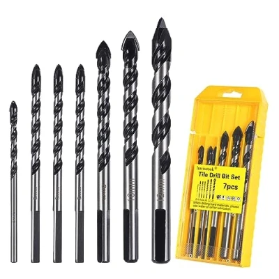 Image of 7PCS Tile Drill Bit, Professional Bit for Porcelain Ceramic Tile, Concrete, Brick Wall, Glass, Plastic, Cement and Wood, Industrial Strength Bits Set (4 6 8 10 12mm)