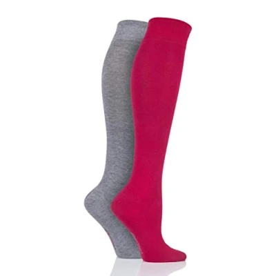 Image of 2 Pair Alpine Red Plain Bamboo Knee High Socks with Smooth Toe Seams Ladies 4 8 SOCKSHOP