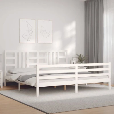 Image of vidaXL Bed Frame without Mattress White 200x200 cm Solid Wood