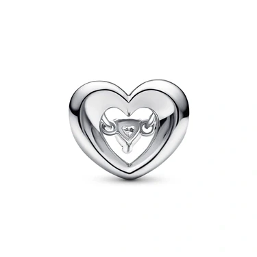 Image of Pandora Moments Open heart sterling silver charm with clear cubic zirconia