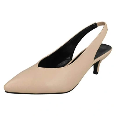 Image of Spot On Ladies Slingback Shoes Nude Synthetic UK Size 7 EU 40 US 9
