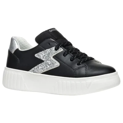 Image of Geox J MIKIROSHI Girl A Sneaker, Black/Silver, 1 UK