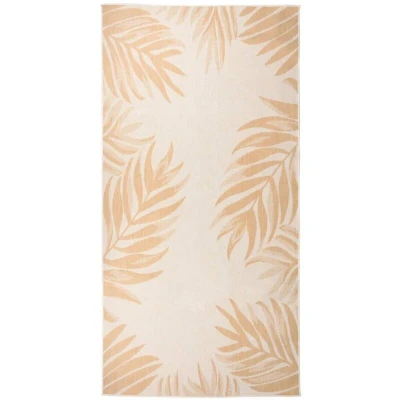 Image of vidaXL Outdoor Flatweave Rug 100x200 cm Leaf Pattern