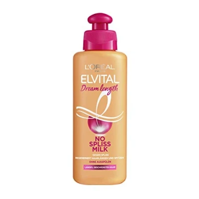 Image of L&#039;Oréal Paris Elvital Leave In Hair Treatment Against Split Ends, For Long, Damaged Hair, No Rinse, Parabens, With Castor Oil, Dream Length Ends Milk, 1 x 200 ml