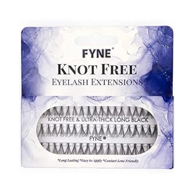 Image of FYNE KNOT FREE Individual Eyelashes, Black [60 Pcs, Ultra Thick Long 12mm, Single Pack] lashes, Eyelash Extensions, Natural Look Volume Cluster Lashes Premium False Lash