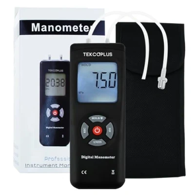 Image of Portable Handheld Digital Manometer HVAC Air Vacuum/Gas Differential Pressure Gauge Meter Tester 11 Units with Backlight, 13.78kPa 2PSI, 1 2 Pipes Ventilation Condition System Measurement