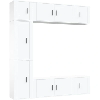 Image of vidaXL 7 Piece TV Cabinet Set White Engineered Wood