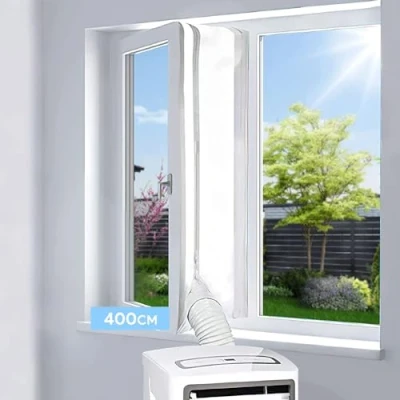 Image of 400CM Window Seal for Mobile Air Conditioner and Tumble Dryer, EGNBU Universal Kit Unit, Exchange Guards With Zip Hook Tape, Easy to Install