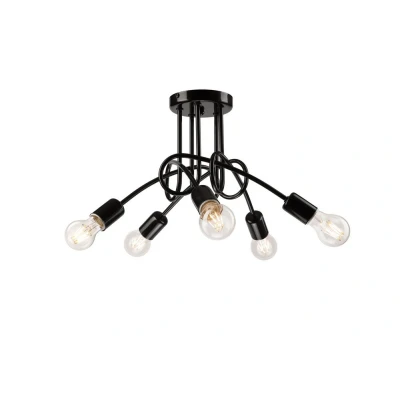 Image of Camilla Multi Arm Semi Flush Ceiling Light Black, 5x E27