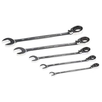Image of Bahco 1RM/S5 Ratchet Combination Spanner Set, Multi Colour, Set of 5 Piece