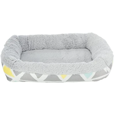 Image of Sunny Cuddly Bed, Square, Plush, 38 x 7 25 cm, Multi Coloured and Grey