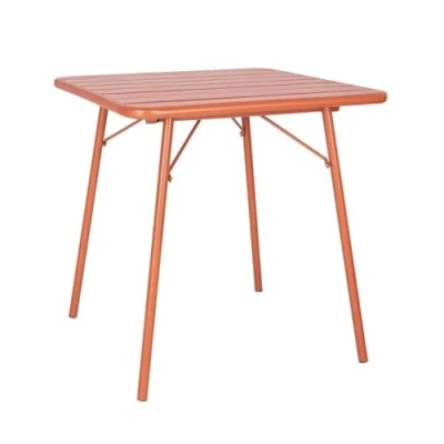 Image of Bolero Amalfi Slatted Square Steel Folding Table Terracotta 700mm