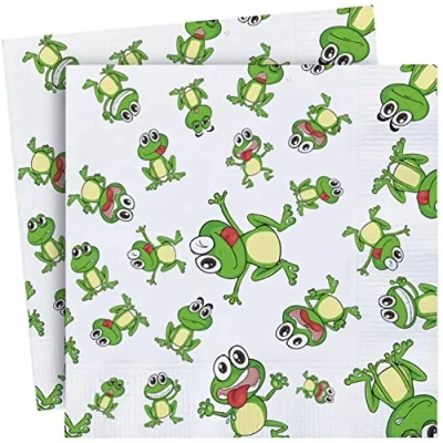 Image of Cazenove 3 Ply Paper Passover Napkins 10 Plagues Frogs Design, 33 x 33cm (Pack of 20)