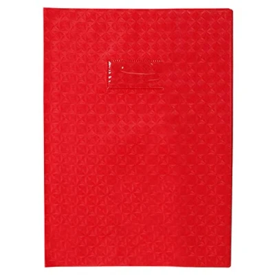 Image of Clairefontaine Ref 72213C Calligraphe PVC Exercise Book Protector Cover A4 (210 x 297mm) in Size, Label Holder for Easy Identification, Diamond Effect Red Colour