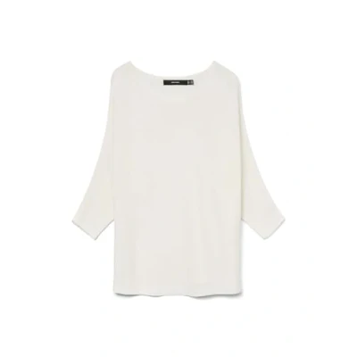 Image of VERO MODA Women&#039;s Vmnora 3/4 Boatneck Blouse Noos Knitted Jumper, Snow White, L