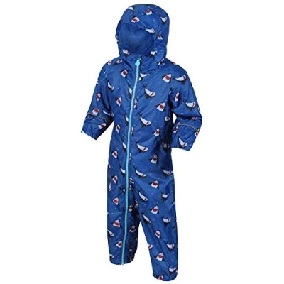 Image of Regatta Kids Little Adventurers Pobble Waterproof Suit, Jelly Bean Dinosaur, 2 3 Years Green