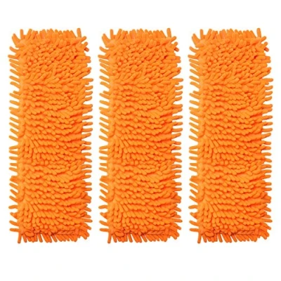 Image of Accessotech Extendable Microfibre Floor Mop Cleaner Sweeper Wooden Laminate Tile Wet Dry (x3 Replacement Heads Orange)