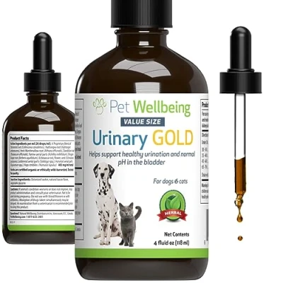 Image of Pet Wellbeing Urinary Gold for Dogs &amp; Cats Vet Formulated Tract Health, Supports Normal pH Natural Herbal Supplement 4 oz (118 ml)