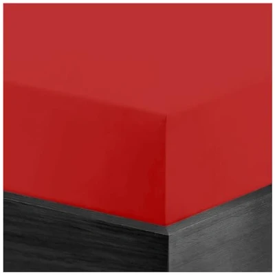 Image of GC GAVENO CAVAILIA Brushed Cotton Fitted Sheet Single Bed Breathable 25Cm Deep Flannelette Sheets Thermal Flannel Bedding Plain Red