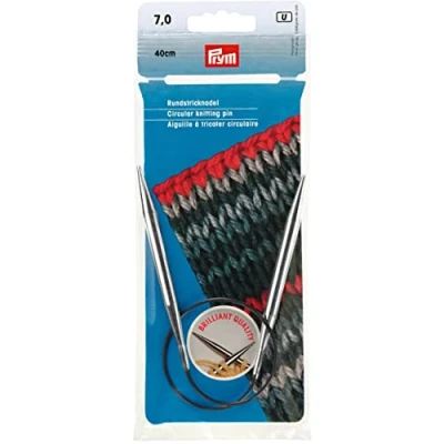Image of Prym Circular Knitting Needle, Brass, Silver, 7 mm