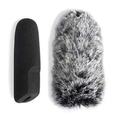 Image of YOUSHARES Videomic Pro Mic Furry Wind Shield &amp; Foam windscreen, Muff for Camera Microphone (2 PACK)