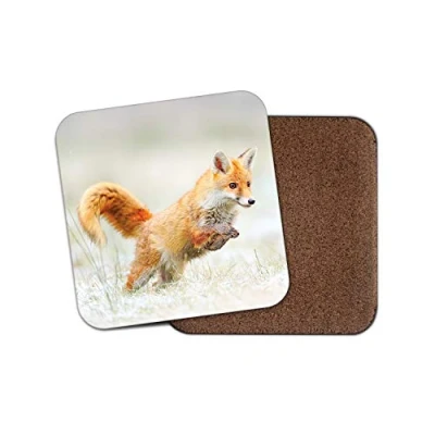 Image of 1 x Hunting Ginger Fox Coaster Wildlife Nature Wild Fun Animals Girls #15478