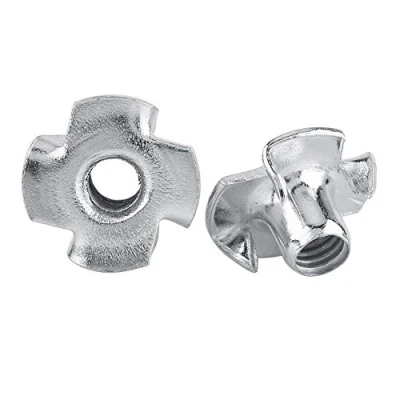 Image of M5 T Nut Carbon Steel 4 Pronged Tee Nuts Zinc Plated Four for Woodworking Furniture Rock Climbing Holds