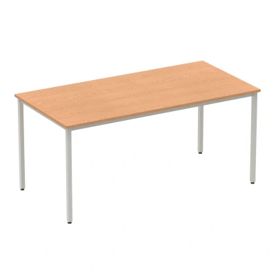 Image of Dynamic Rectangular Straight Table Oak MFC Box Frame Leg Silver Impulse 1600 x 800 725mm